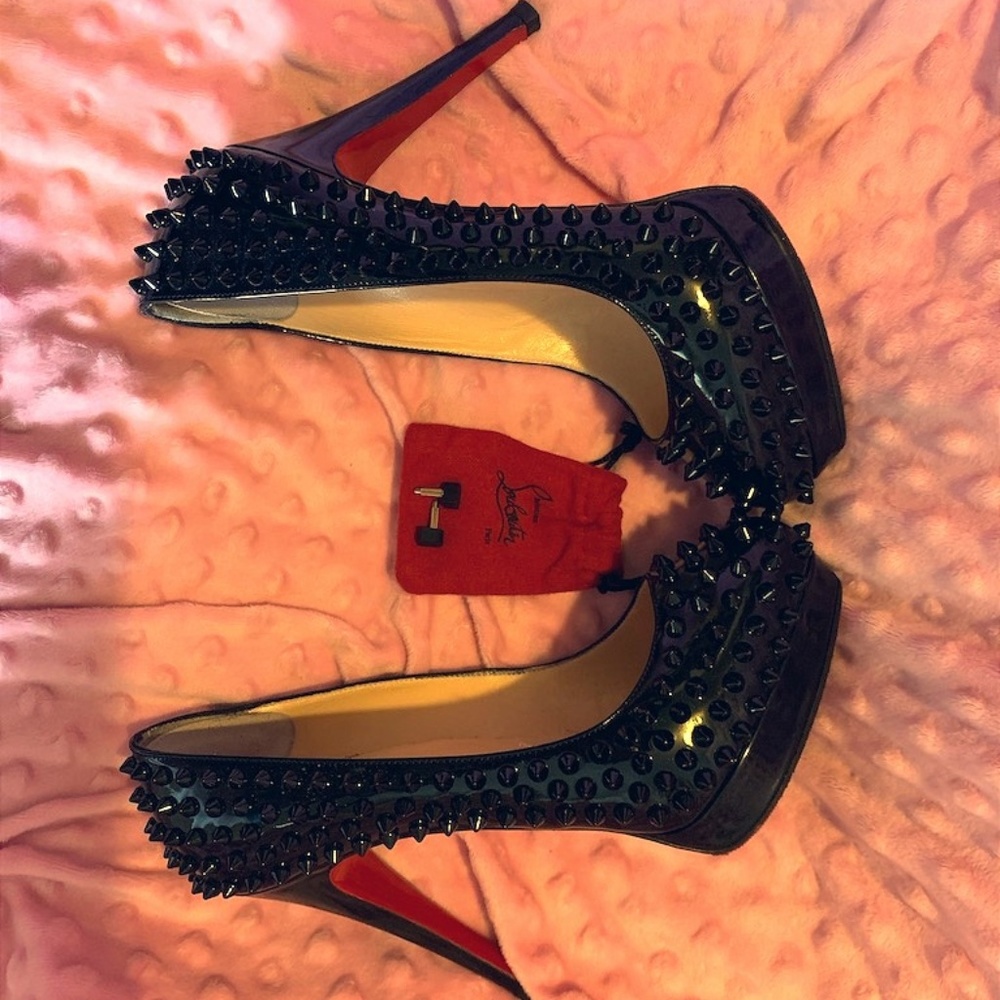 Louboutin Black  Spiked Style Meant Cond.